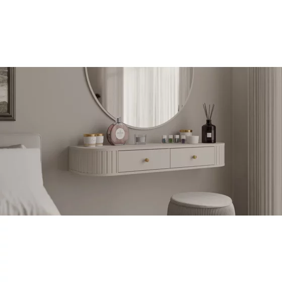 Masuta de Toaleta Suspendata Ovalio, TYP 202,  123x35.9x17.5 h cm, Pal Melaminat/MDF, Beige Nisip picture - 5