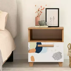 Noptiera Leva Alfa Pied, Stejar, 45x40x52 cm