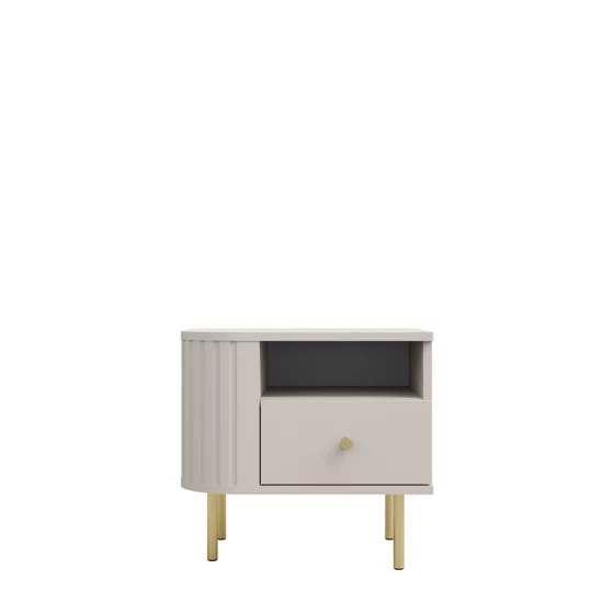 Noptiera Ovalio, 48x41x45 h cm, Pal Melaminat/MDF, Beige Nisip picture - 1