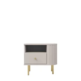 Noptiera Ovalio, 48x41x45 h cm, Pal Melaminat/MDF, Beige Nisip