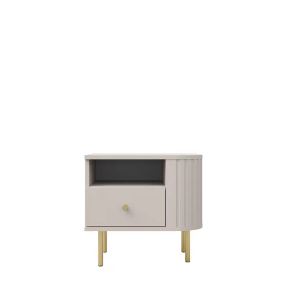 Noptiera Ovalio, 48x41x45 h cm, Pal Melaminat/MDF, Beige Nisip picture - 2