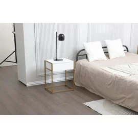 Noptiera Snoa 40x30x50 h cm, Metal/Pal Melaminat, Auriu/Alb