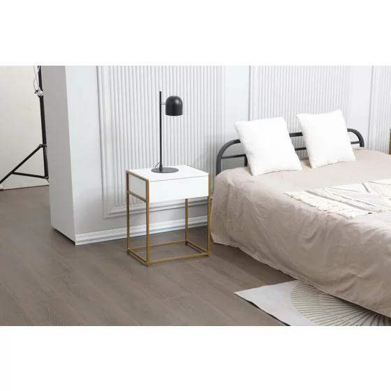 Noptiera Snoa 40x30x50 h cm, Metal/Pal Melaminat, Auriu/Alb picture - 2