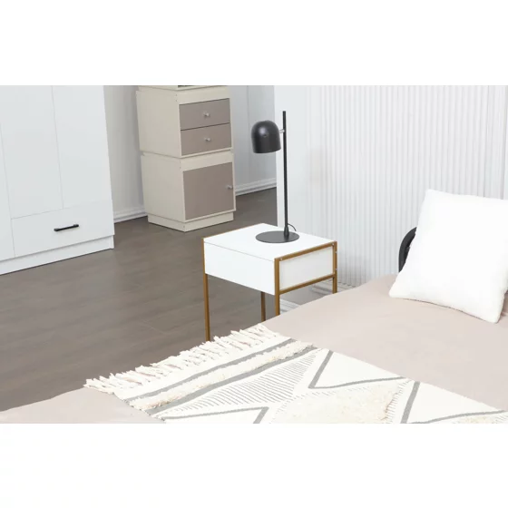 Noptiera Snoa 40x30x50 h cm, Metal/Pal Melaminat, Auriu/Alb picture - 3