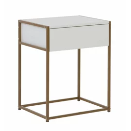 Noptiera Snoa 40x30x50 h cm, Metal/Pal Melaminat, Auriu/Alb