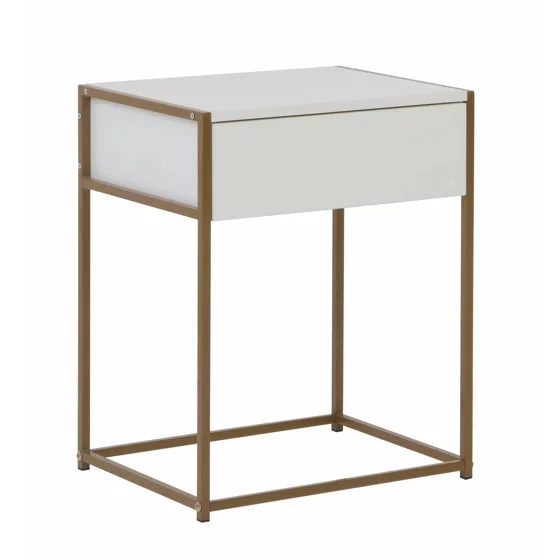 Noptiera Snoa 40x30x50 h cm, Metal/Pal Melaminat, Auriu/Alb picture - 1