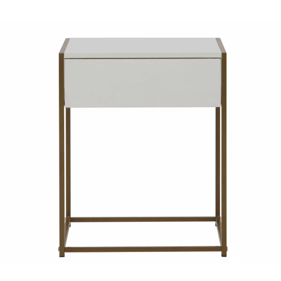 Noptiera Snoa 40x30x50 h cm, Metal/Pal Melaminat, Auriu/Alb picture - 4