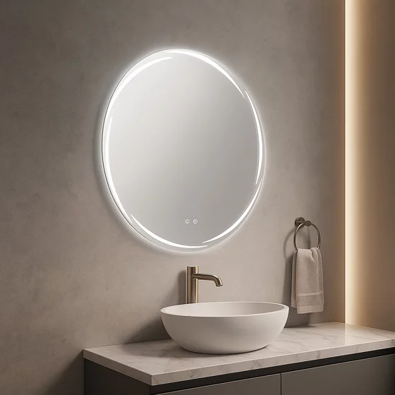 Oglinda de Baie cu Led Circo, Ø80 cm, Actionare Touch, Lumina Calda/Rece/Neutra picture - 4