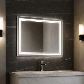 Oglinda de Baie cu Led Lumiro, 90x3.5x70 cm, Actionare Touch, Lumina Calda/Rece/Neutra