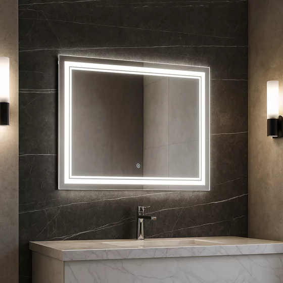Oglinda de Baie cu Led Lumiro, 90x3.5x70 cm, Actionare Touch, Lumina Calda/Rece/Neutra picture - 2