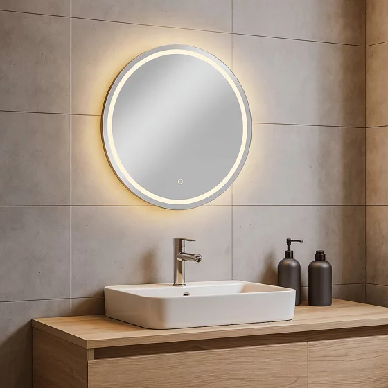 Oglinda de Baie cu Led Solux, Ø70 cm, Actionare Touch, Lumina Calda/Rece/Neutra picture - 4