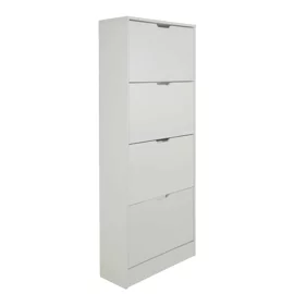 Pantofar Corry II, 4 sertare, 60x24x157 cm, Pal Melaminat/MDF, Alb