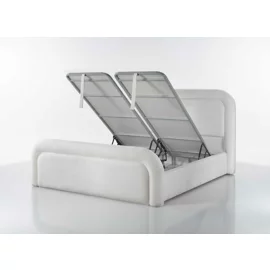 Pat Tapitat Angel, Spatiu De Depozitare, 160x200 cm, Stofa - Crem