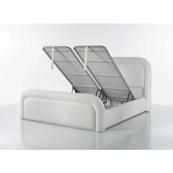 Pat Tapitat Angel, Spatiu De Depozitare, 160x200 cm, Stofa - Crem picture - 2