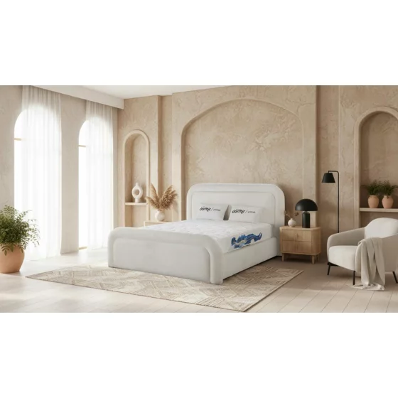 Pat Tapitat Angel, Spatiu De Depozitare, 160x200 cm, Stofa - Crem picture - 4