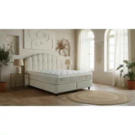 Pat Tapitat Aristo, Spatiu De Depozitare, 180x200 cm, Stofa - Crem