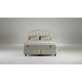 Pat Tapitat Aristo, Spatiu De Depozitare, 180x200 cm, Stofa - Crem