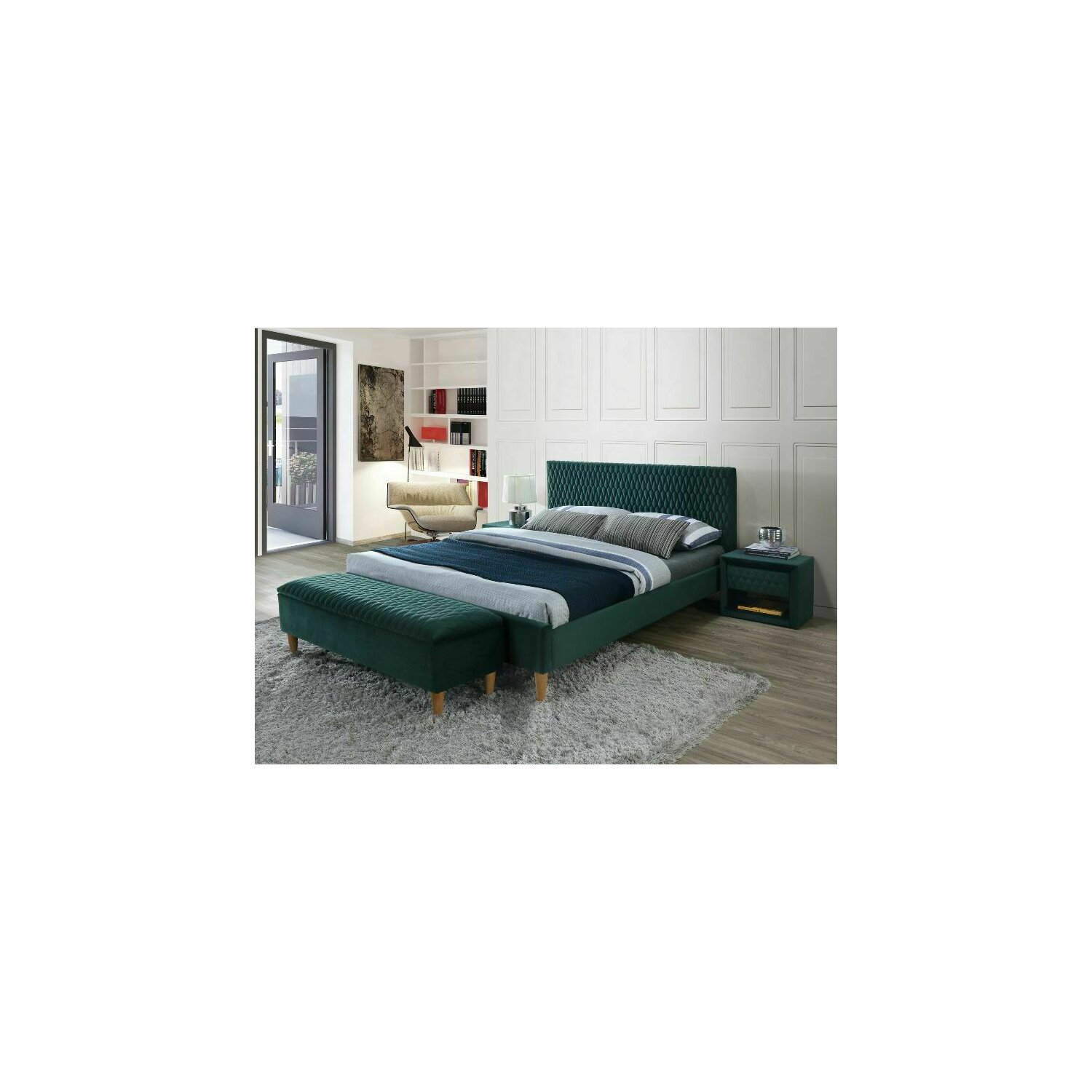 Pat tapitat azurro velvet verde 140x200