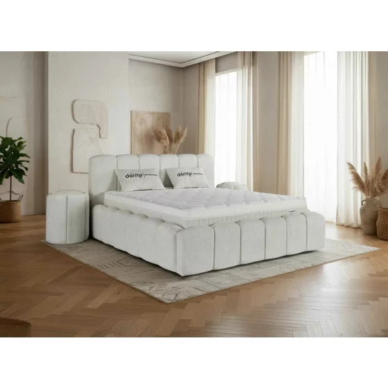 Pat Tapitat Ceramony, Spatiu De Depozitare, 160x200 cm, Stofa - Crem picture - 1