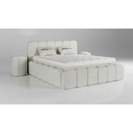 Pat Tapitat Ceramony, Spatiu De Depozitare, 180x200 cm, Stofa - Crem