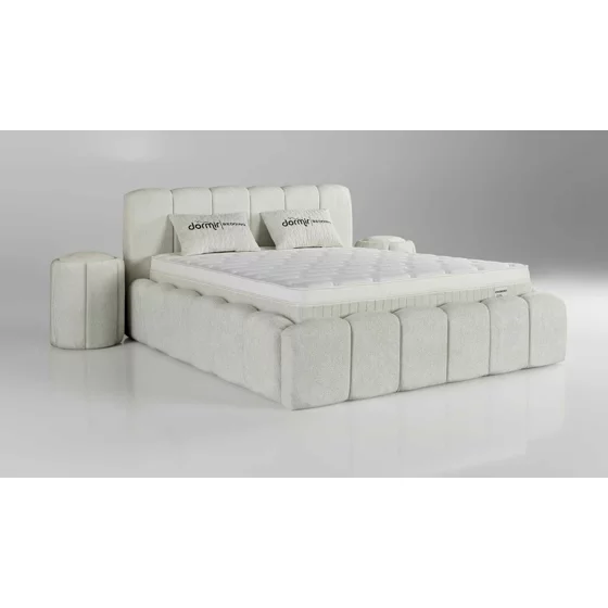 Pat Tapitat Ceramony, Spatiu De Depozitare, 180x200 cm, Stofa - Crem picture - 2