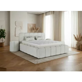 Pat Tapitat Ceramony, Spatiu De Depozitare, 180x200 cm, Stofa - Crem