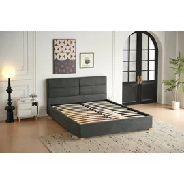 Pat Tapitat Cu Sertar Mobil, Cadiz, 160x200 cm, Stofa, Gri