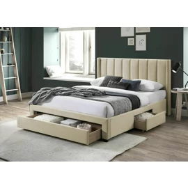 Pat Tapitat Cu Sertare Salem, 160x200 cm, Catifea, Beige