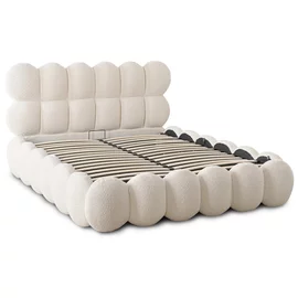 Pat Tapitat cu Somiera Rabatabila Akola, 140x200 cm, Boucle, Crem