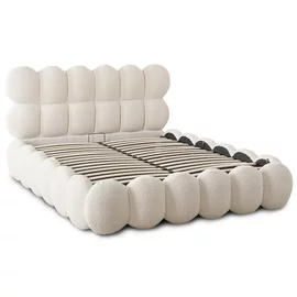 Pat Tapitat cu Somiera Rabatabila Akola, 160x200 cm, Boucle, Crem