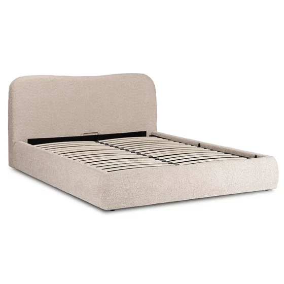 Pat Tapitat Cu Somiera Rabatabila Batumi, 160x200 cm, Boucle, Beige picture - 3