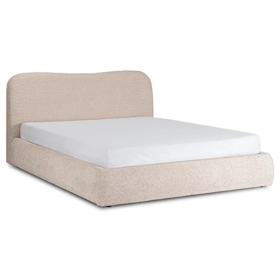 Pat Tapitat Cu Somiera Rabatabila Batumi, 160x200 cm, Boucle, Beige picture - 4