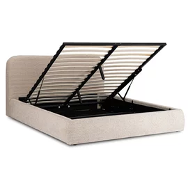 Pat Tapitat Cu Somiera Rabatabila Batumi, 160x200 cm, Boucle, Beige