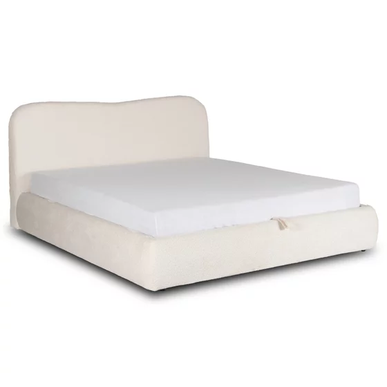 Pat Tapitat Cu Somiera Rabatabila Batumi, 180x200 cm, Boucle, Crem picture - 3