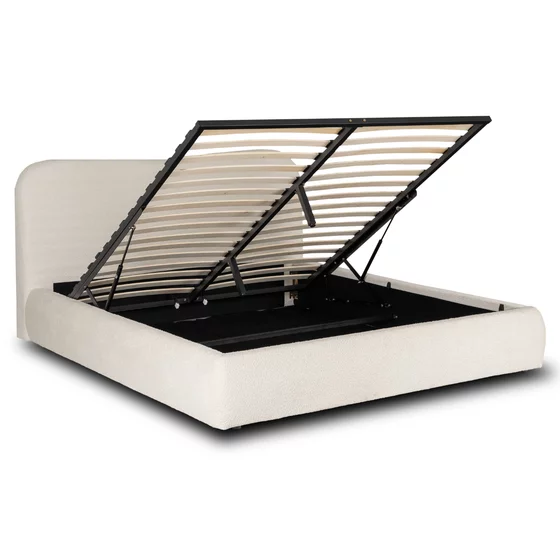 Pat Tapitat Cu Somiera Rabatabila Batumi, 180x200 cm, Boucle, Crem picture - 2