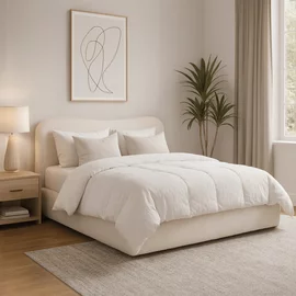 Pat Tapitat Cu Somiera Rabatabila Batumi, 180x200 cm, Boucle, Crem