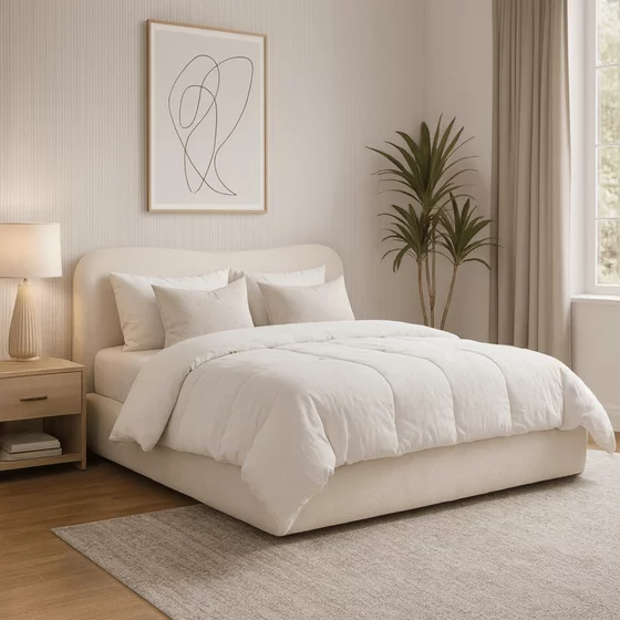 Pat Tapitat Cu Somiera Rabatabila Batumi, 180x200 cm, Boucle, Crem picture - 1