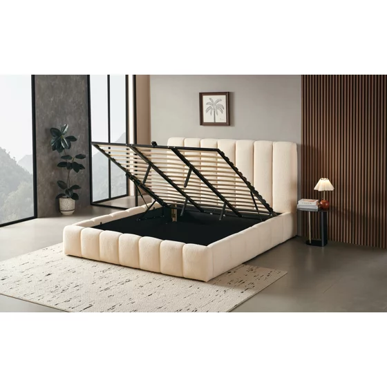 Pat Tapitat cu Somiera Rabatabila Cavallo, 180x200 cm, Crem picture - 3