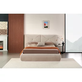 Pat Tapitat cu Somiera Rabatabila Hoku, 140x200 cm, Beige