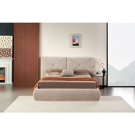 Pat Tapitat cu Somiera Rabatabila Hoku, 180x200 cm, Beige picture - 1