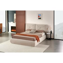 Pat Tapitat cu Somiera Rabatabila Hoku, 180x200 cm, Beige