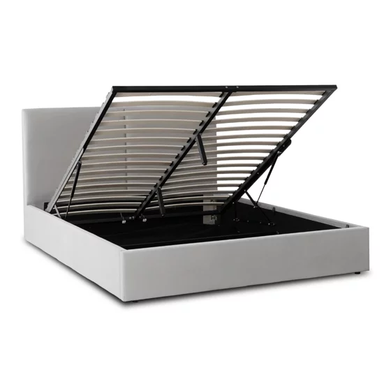 Pat Tapitat cu Somiera Rabatabila Munkedal 160x200 cm, Stofa, Gri picture - 3