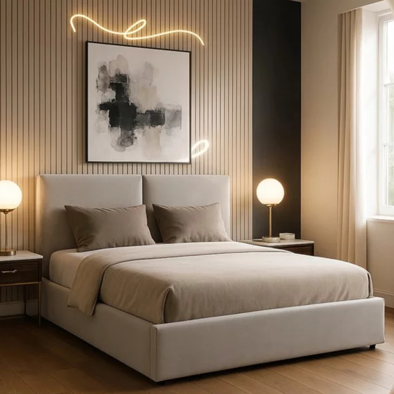 Pat Tapitat cu Somiera Rabatabila Munkedal 180x200 cm, Stofa, Gri picture - 1