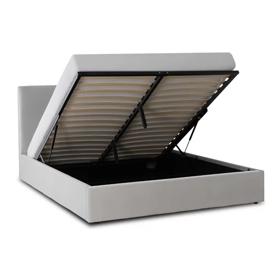 Pat Tapitat cu Somiera Rabatabila Munkedal 180x200 cm, Stofa, Gri picture - 4