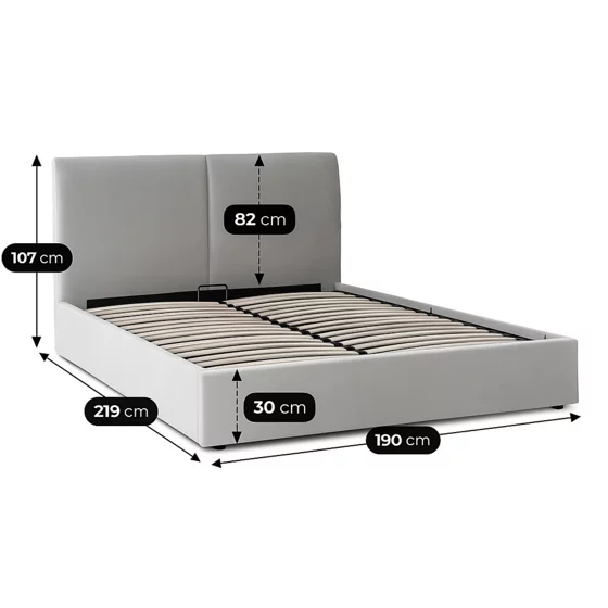 Pat Tapitat cu Somiera Rabatabila Munkedal 180x200 cm, Stofa, Gri picture - 6
