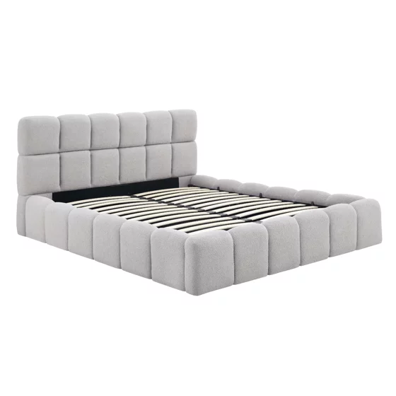 Pat Tapitat cu Somiera Rabatabila Murcia, 140x200 cm, Boucle, Gri picture - 3