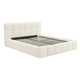 Pat Tapitat cu Somiera Rabatabila Murcia, 160x200 cm, Boucle, Crem