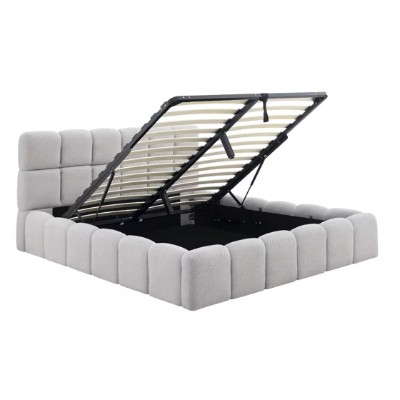 Pat Tapitat cu Somiera Rabatabila Murcia, 160x200 cm, Boucle, Gri picture - 3