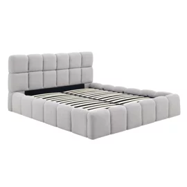 Pat Tapitat cu Somiera Rabatabila Murcia, 160x200 cm, Boucle, Gri