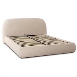 Pat Tapitat Cu Somiera Rabatabila Rivne, 160x200 cm, Boucle, Beige